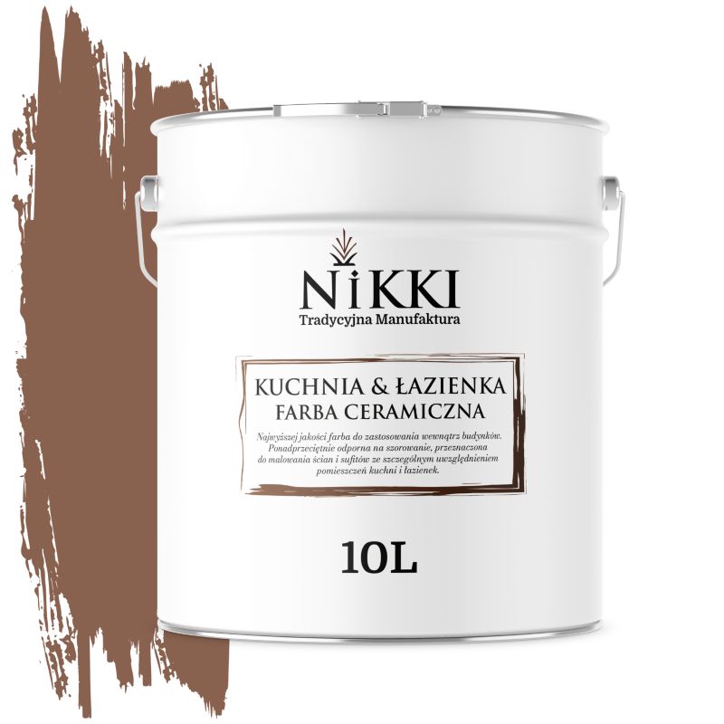 Farba Ceramiczna do Kuchni i Łazienki Zmywalna NIKKI Czekoladowy H4515 Głęboki Mat 10L