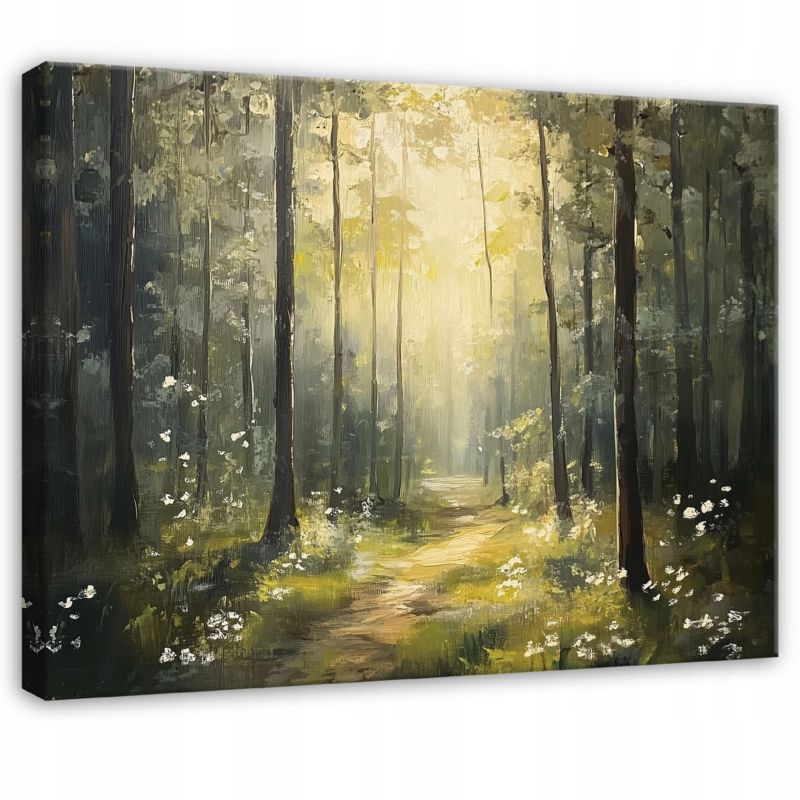 Obraz Las Drzewa Zielony Do Sypialni Salonu Na Płótnie Canvas WALLARENA 120x80 cm Dekoracja Ścienna 1 szt.