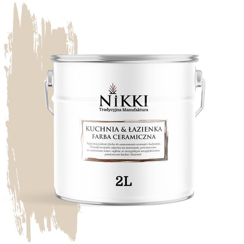 Farba Ceramiczna do Kuchni i Łazienki Zmywalna NIKKI Beżowy jasny H4164 Głęboki Mat 2L