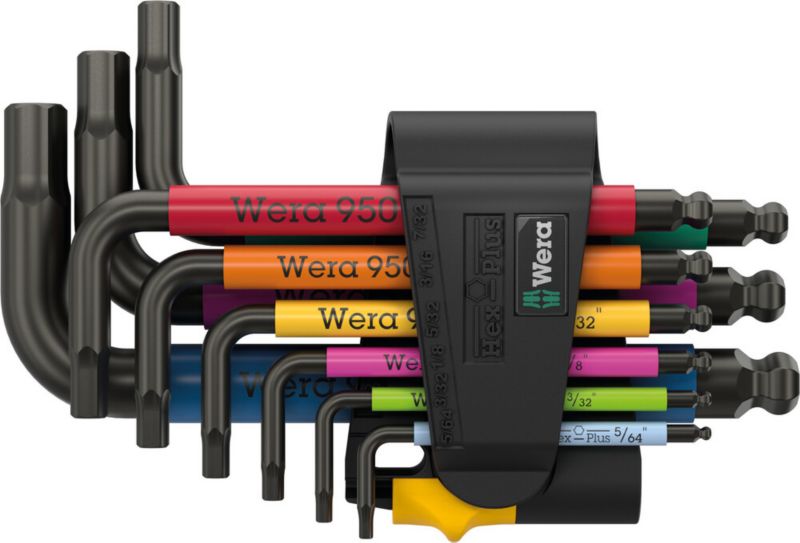 Zestaw kluczy trzpieniowych Wera 950/9 Hex-Plus Multicolour Imperial 3, calowych, BlackLaser, 9 części, 05022641001 Wera, 1szt.