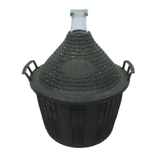 Balon do wina Terdens 10 l w plastikowym koszu