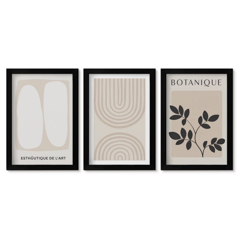 Tryptyk w czarnej ramie Tulup 20x30 cm Boho delikatne postery roślinne Tryptyk 1 kpl
