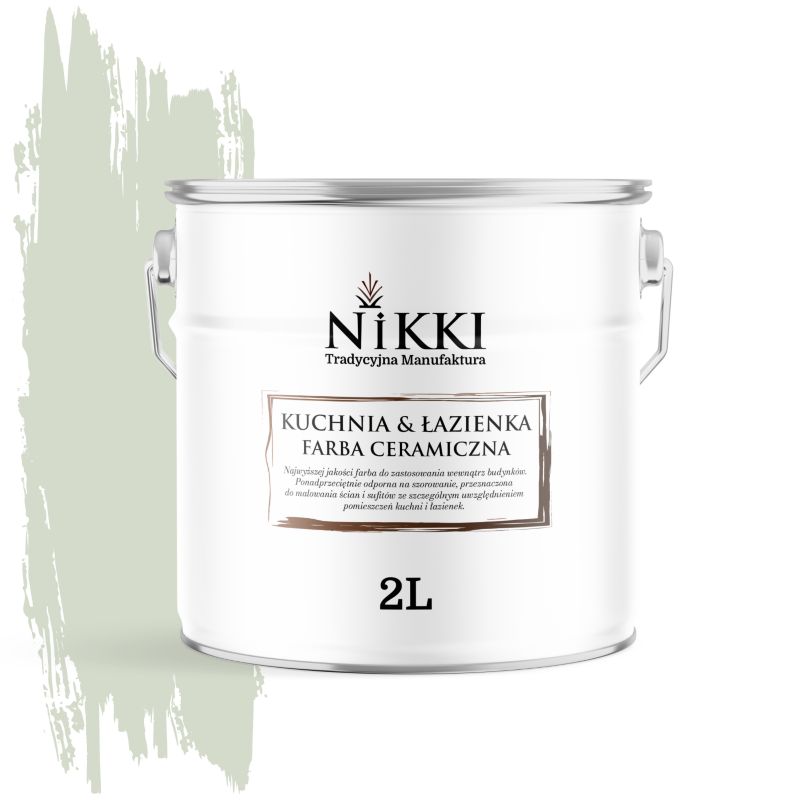 Farba Ceramiczna do Kuchni i Łazienki Zmywalna NIKKI Oliwkowy jasny H2068 Głęboki Mat 2L