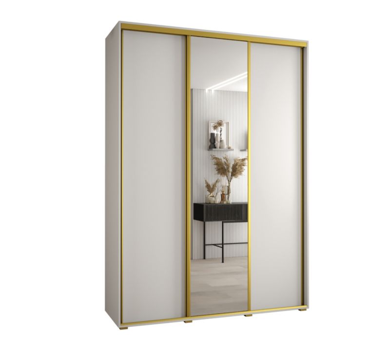Szafa przesuwna Abiks DAVOS 3 wysoka szer.180cm gł.45cm biały/biały/złoty 1szt.