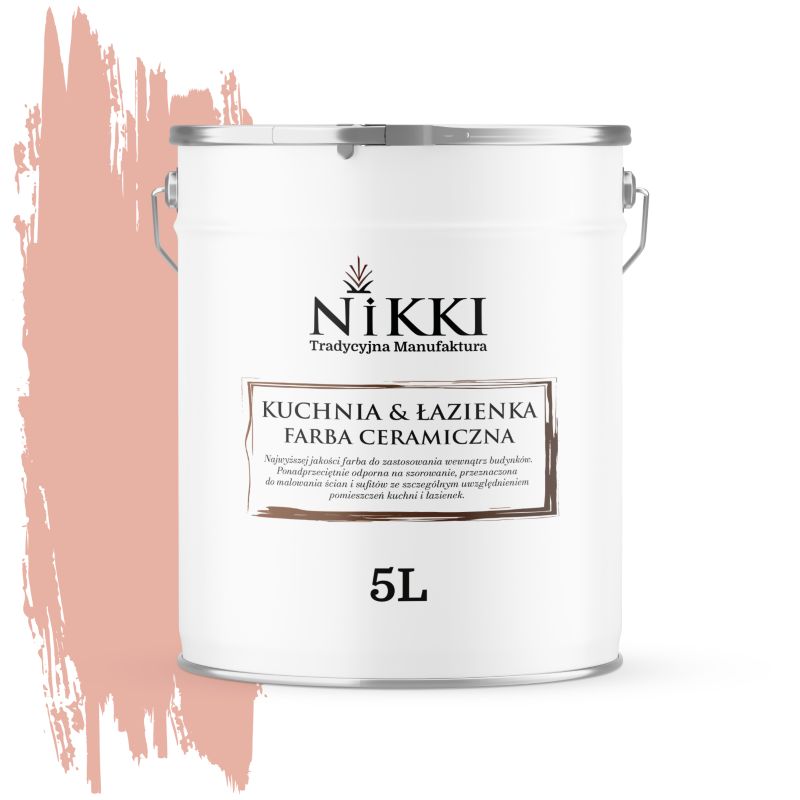 Farba Ceramiczna do Kuchni i Łazienki Zmywalna NIKKI Łososiowy jasny H5551 Głęboki Mat 5L