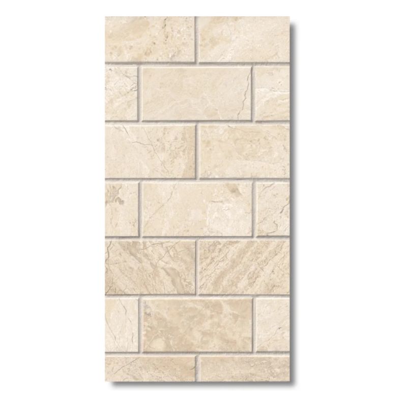 Płytka marmurowa Tiles 12 mm cegiełka Coffee White Brick 10x30 Queen Beige 1 m2