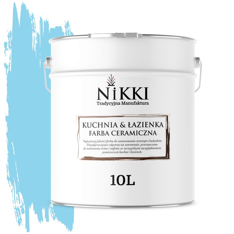 Farba Ceramiczna do Kuchni i Łazienki Zmywalna NIKKI Jasny niebieski H0361 Głęboki Mat 10L