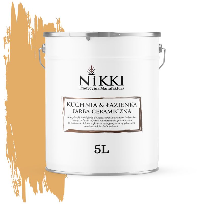 Farba Ceramiczna do Kuchni i Łazienki Zmywalna NIKKI Bursztynowy H6441 Głęboki Mat 5L