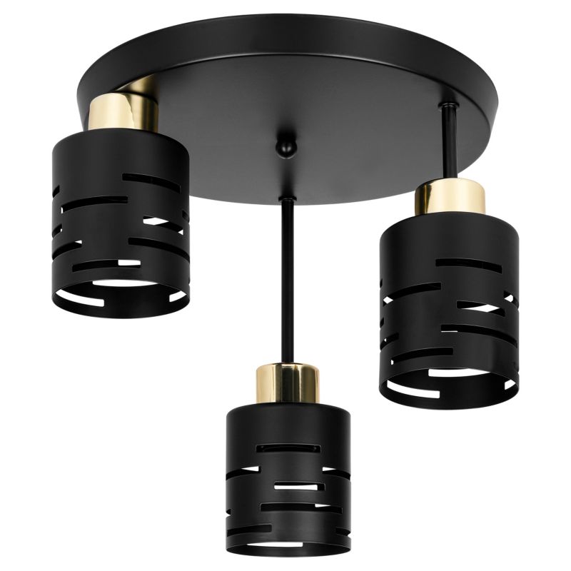 Lampa sufitowa 3 xE27 LED MasterLED Elen wisząca ruchoma czarna złota oprawa kinkiet 1 szt.