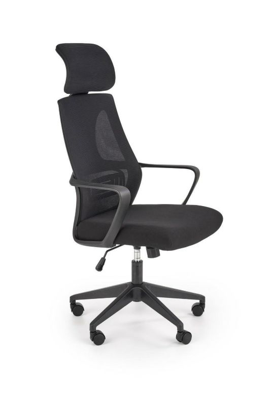 Fotel biurowy ergonomiczny Deva INTESI czarny z zagłówkiem obrotowy nowoczesny do biura 1 szt.