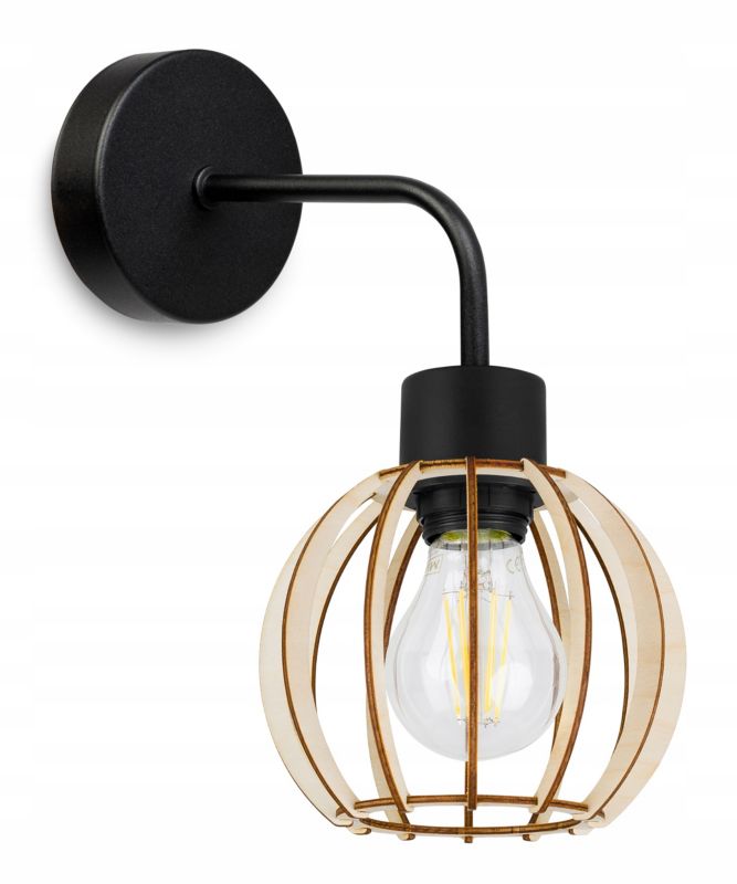 Lampa ścienna kinkiet Light Home LH Timber 1x E27 60W wiszący okrągły czarny 1szt.
