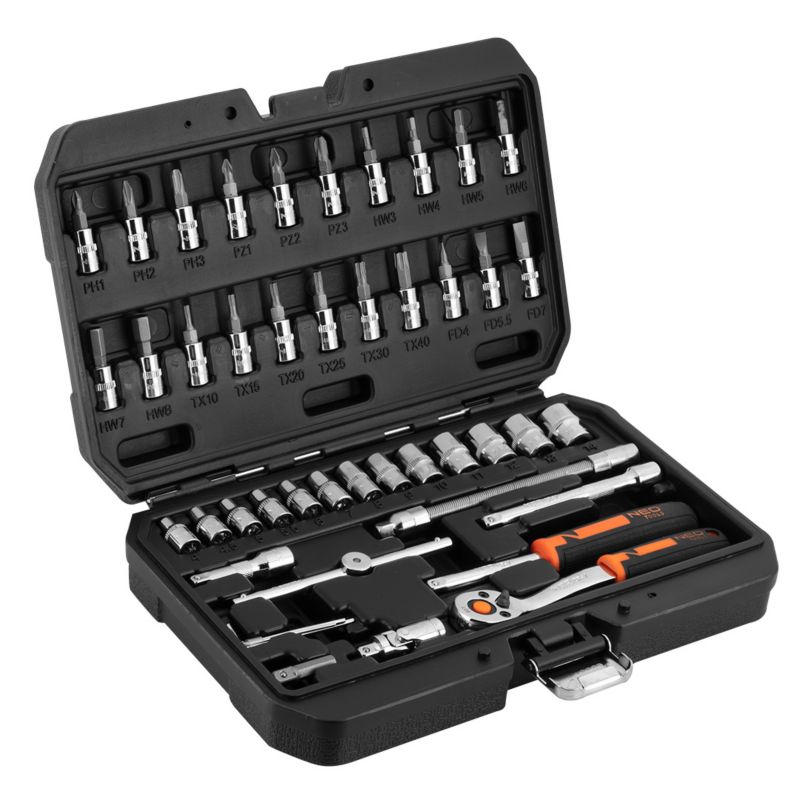 Zestaw kluczy nasadowych Neo Tools 1/4" CrV 46 elementów 1 kpl.
