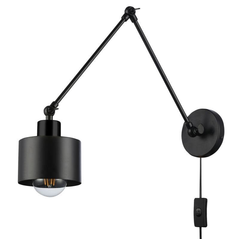 Kinkiet ścienny E27 LED MasterLED Elza IP20 wysięgnik z wtyczką czarny lampa 1 szt.