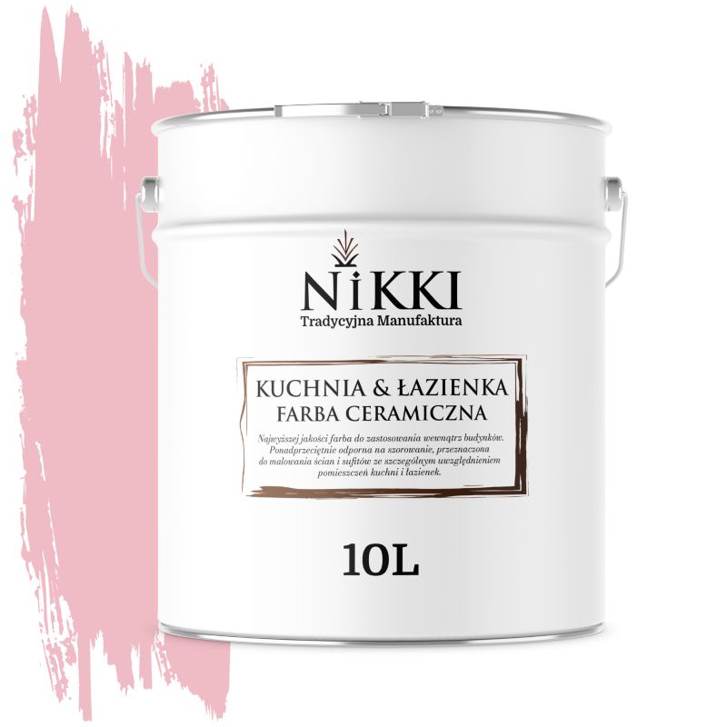 Farba Ceramiczna do Kuchni i Łazienki Zmywalna NIKKI Różowy jasny H3657 Głęboki Mat 10L