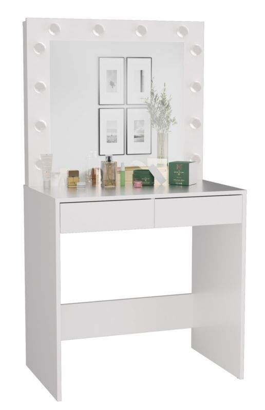 Toaletka Kosmetyczna Topeshop Z LUSTREM MARINA Z BIURKIEM 2S BIAŁA 50x81x150 cm 1 szt.