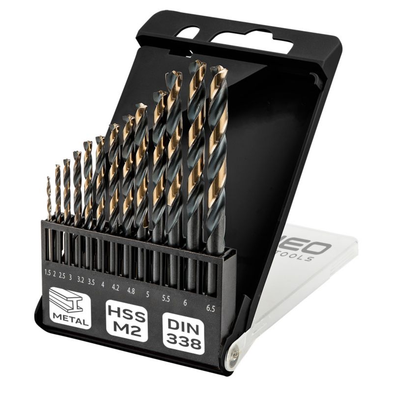 Wiertła do metalu NEO TOOLS HSS-CNC, Pro-Tec, 1.5 - 6.5 mm, zestaw 13 szt. 1 kpl