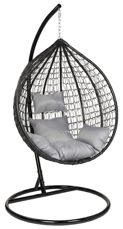 Fotel wiszący Funfit garden wolnostojąca huśtawka czarna kokon 150kg 1szt.