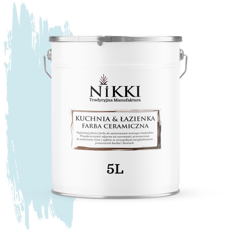 Farba Ceramiczna do Kuchni i Łazienki Zmywalna NIKKI Biel złamana w niebieski H0378 Głęboki Mat 5L
