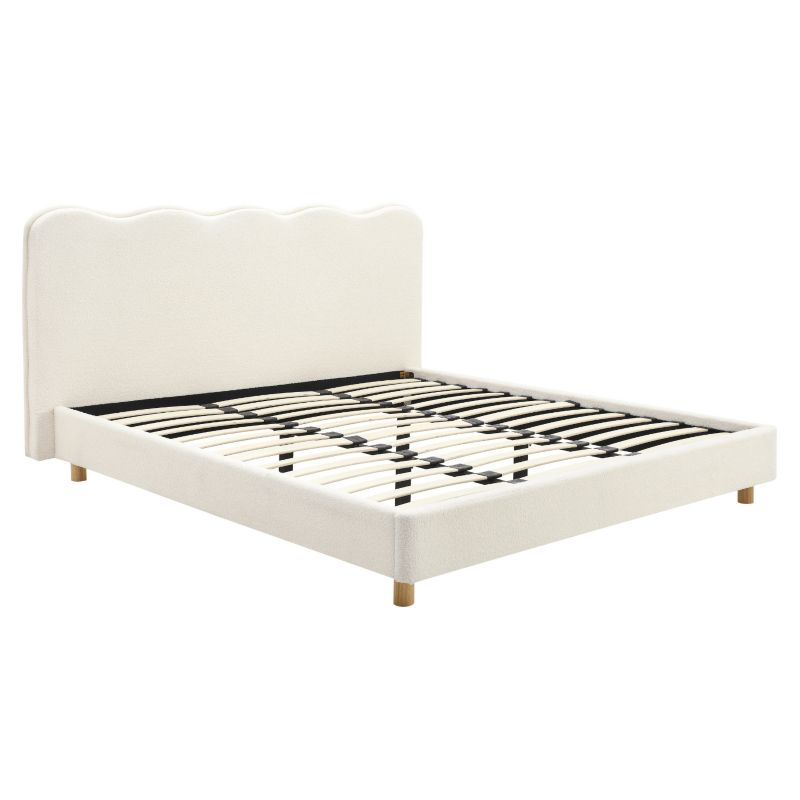 Łóżko Mebel Elite IZMIR 180x200 Tapicerowane Dwuosobowe Do Sypialni Baranek Krem 1 szt