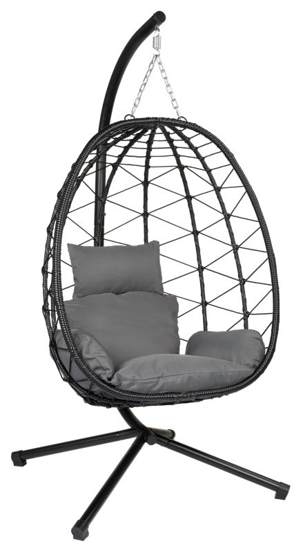 Fotel wiszący FUNFIT garden czarny kokon huśtawka 150kg składana 1szt.