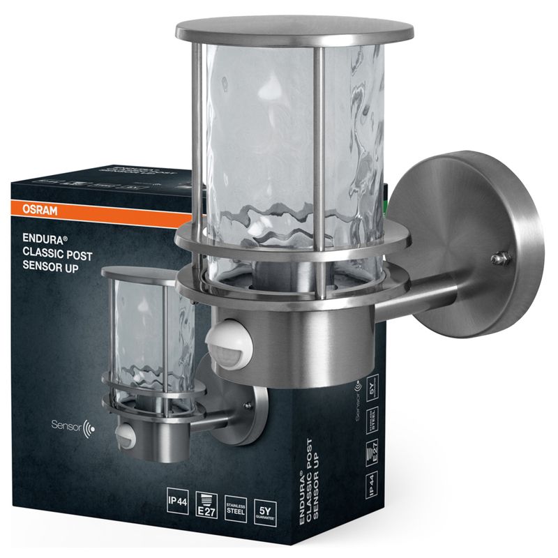 Kinkiet Ogrodowy Endura Osram Lampa Elewacyjna Zewnętrzna Latarnia E27 Aluminium IP44 z Czujnikiem Ruchu i Zmierzchu 1 szt.
