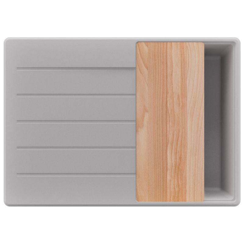 Zlewozmywak Kopenhaga Top PRIMAGRAN Nablatowy 70x50cm do Szafki od 40cm, Cały Szary + Syfon + Deska, S159, 1 szt.