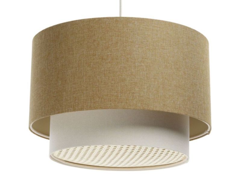 Lampa Bps Koncept wisząca ERUTAN DOUBLE RATTAN 60 żółta/kremowa 1 szt