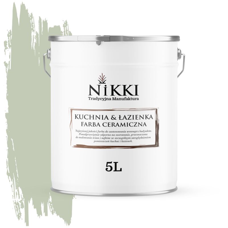 Farba Ceramiczna do Kuchni i Łazienki Zmywalna NIKKI Zielony jasny H2157 Głęboki Mat 5L