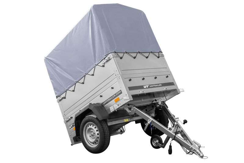 Przyczepka jednoosiowa 150x106 UNITRAILER GARDEN 150 KIPP z burtami BIS, stelażem H-800 i pokrowcem szarym 1 szt.