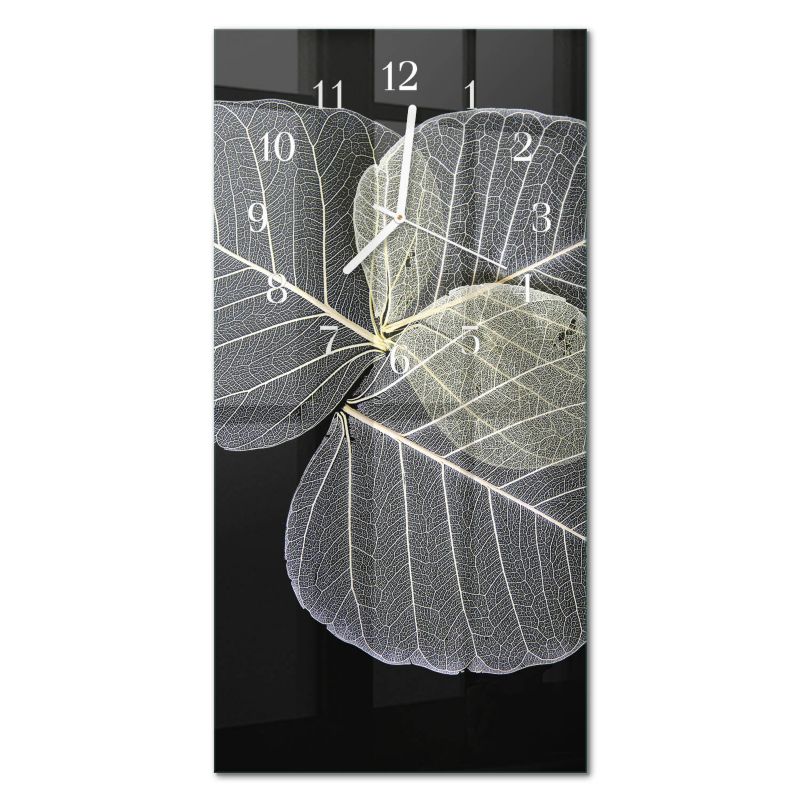 Zegar Ścienny Tulup 30x60 cm z Białymi Wskazówkami Liście Roślin 1 szt.