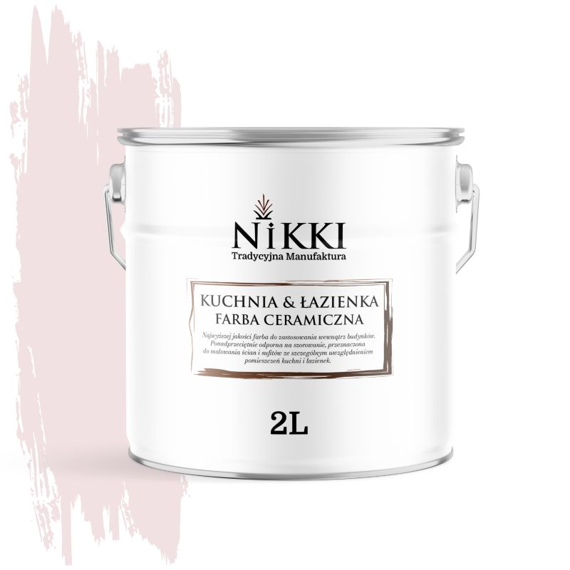 Farba Ceramiczna do Kuchni i Łazienki Zmywalna NIKKI Biel złamana w róż H3678 Głęboki Mat 2L