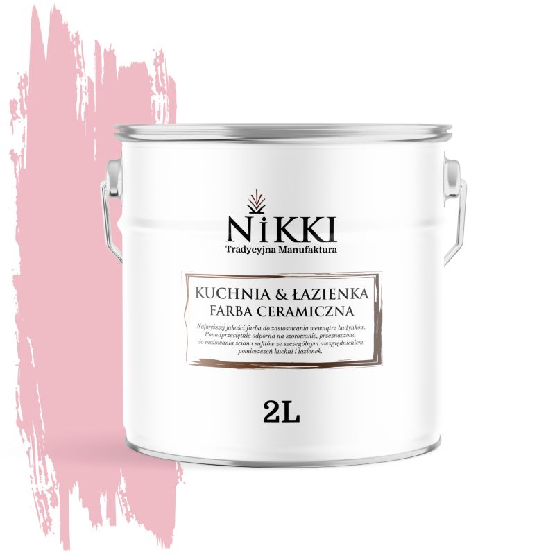 Farba Ceramiczna do Kuchni i Łazienki Zmywalna NIKKI Różowy jasny H3657 Głęboki Mat 2L