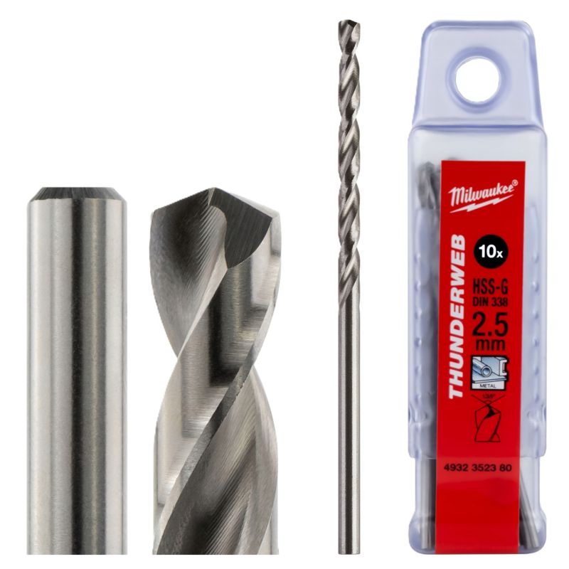 Wiertła do metalu Milwaukee HSS-G Thunderweb średnica 2,5 mm dł 57 mm 10szt