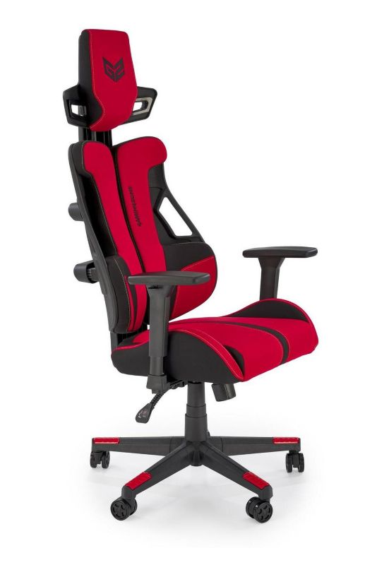 Fotel gamingowy Abruzzi INTESI ergonomiczny obrotowy z zagłówkiem czerwono-czarny do biurka 1 szt.