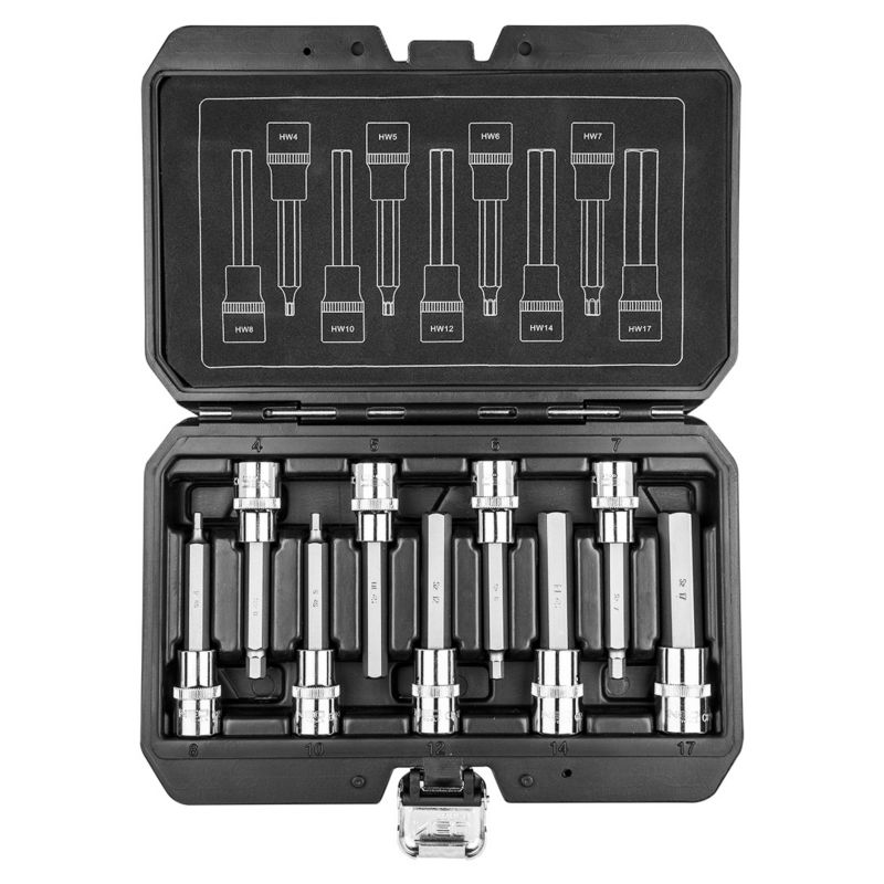 Zestaw końcówek sześciokątnych na nasadce 1/2" NEO TOOLS 100 mm, zestaw 9 szt. 1 kpl.