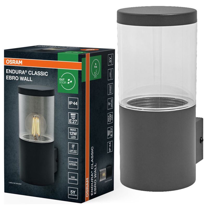 Kinkiet Ogrodowy Endura Osram Lampa Zewnętrzna E27 Szara IP44 1 szt.