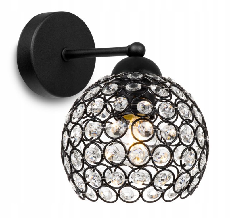 Lampa ścienna kinkiet prosty Light Home LH Crystal 1x E27 60W czarny 1szt.