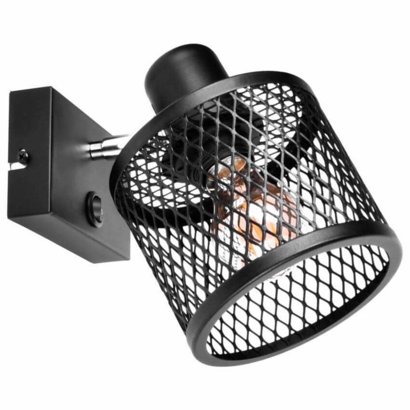 Lampa ścienna Szpak Basket 1 S16 kinkiet industrialna czarna 1xE27 1szt