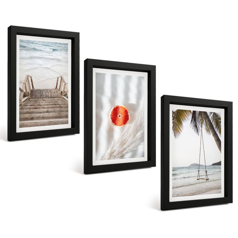 Trzyczęściowy Zestaw Obrazów ArtPrintCave 20x30 cm Czarna rama Plaża drewniane schody wakacje 1 kpl.