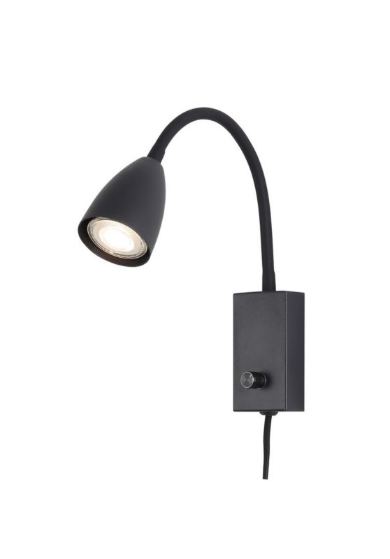 Kinkiet ścienny Rabalux Mika czarny z włącznikiem 1 x GU10 x 25W IP20 wym: 26 x 6 x 24 cm - 1 szt.