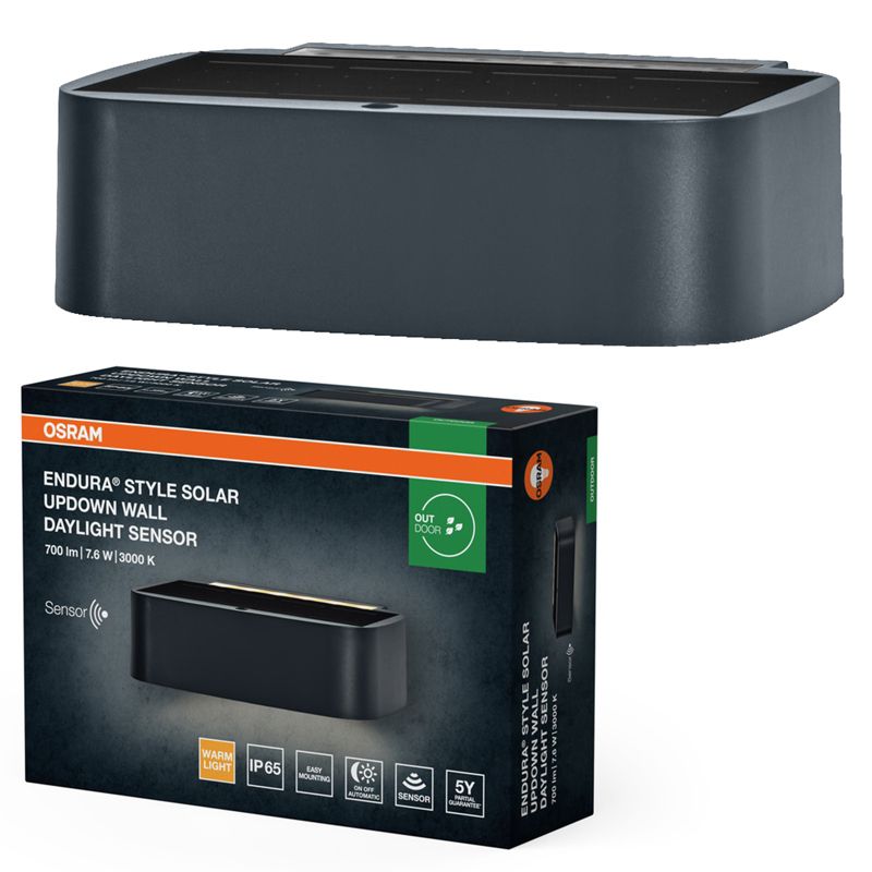 Kinkiet Ogrodowy Endura Osram Lampa LED z Czujnikiem Zmierzchu 7.6W 520lm 3000K Ściemnialna Szary IP65 1 szt.
