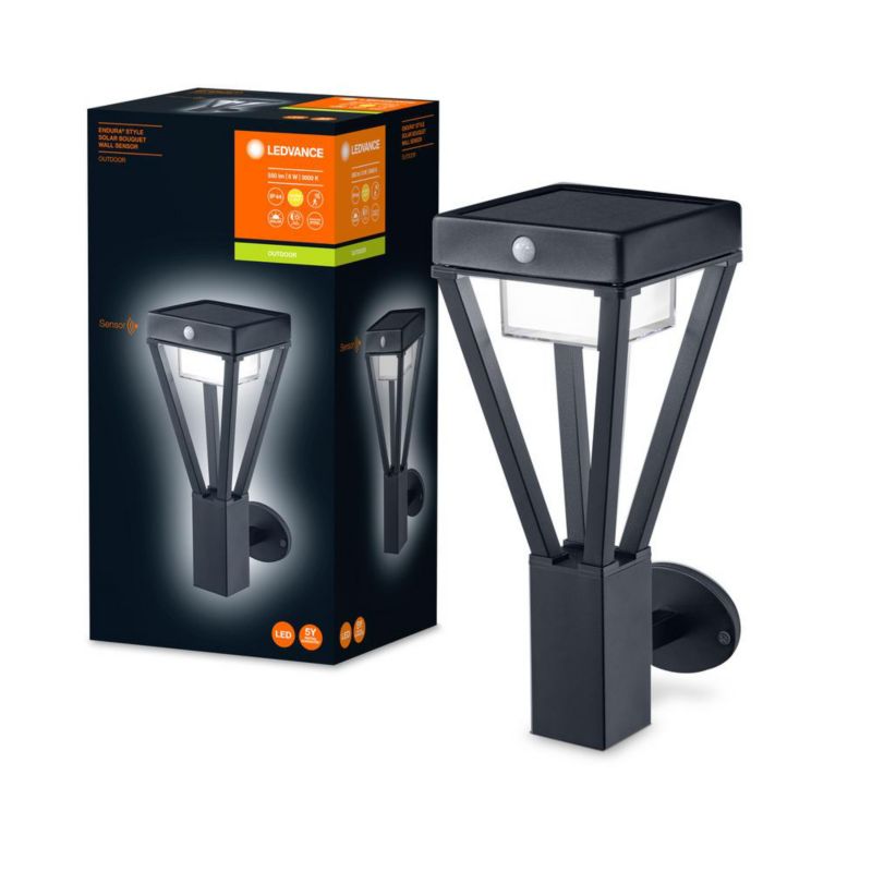 Lampa Ogrodowa Ledvance Endura Kinkiet Elewacyjny LED 6W 550lm 3000K IP44 Czarny Z Czujnikiem Ruchu i Zmierzchu 1 szt.
