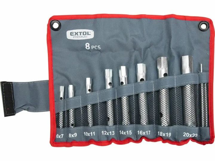 Klucze rurowe Extol Premium 6 do 22mm zestaw 8 szt materiałowe etui + 2 uchwyty do kluczy 8 szt
