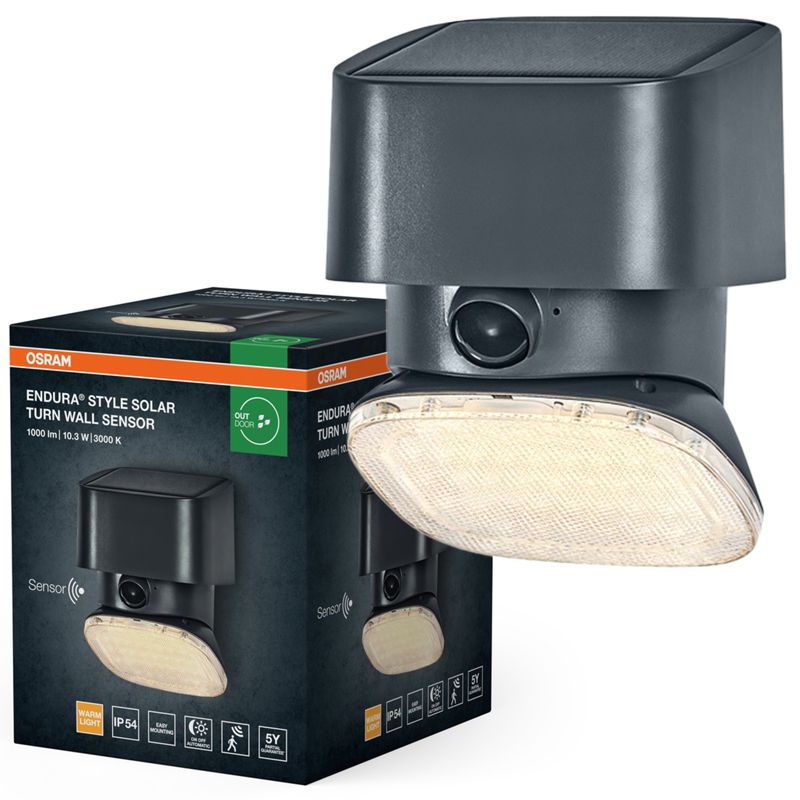 Kinkiet Solarny Endura Osram Lampa LED z Czujnikiem Ruchu i Zmierzchu 10.3W 890lm 3000K Ściemnialna Szary IP54 1 szt.