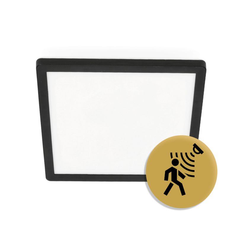Plafon LED Kobi kwadrat 12w 3cct z czujnikiem ruchu IP54 czarny 1szt.