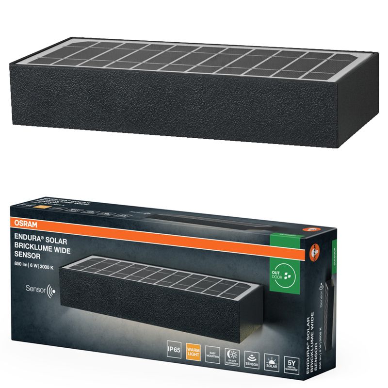 Kinkiet Solarny Endura Osram Lampa LED z Czujnikiem Ruchu i Zmierzchu 6W 850lm 3000K Szary IP65 1 szt.