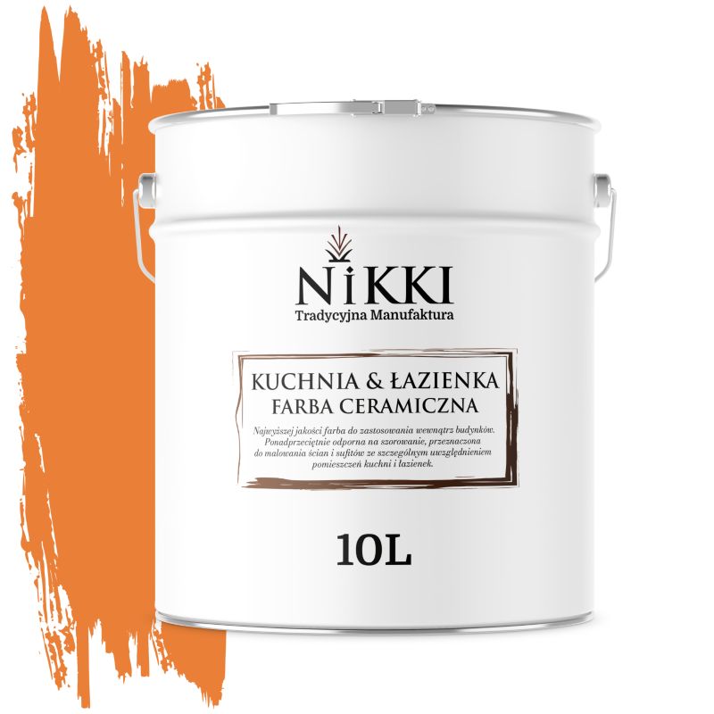 Farba Ceramiczna do Kuchni i Łazienki Zmywalna NIKKI Pomarańczowy intensywny H5933 Głęboki Mat 10L