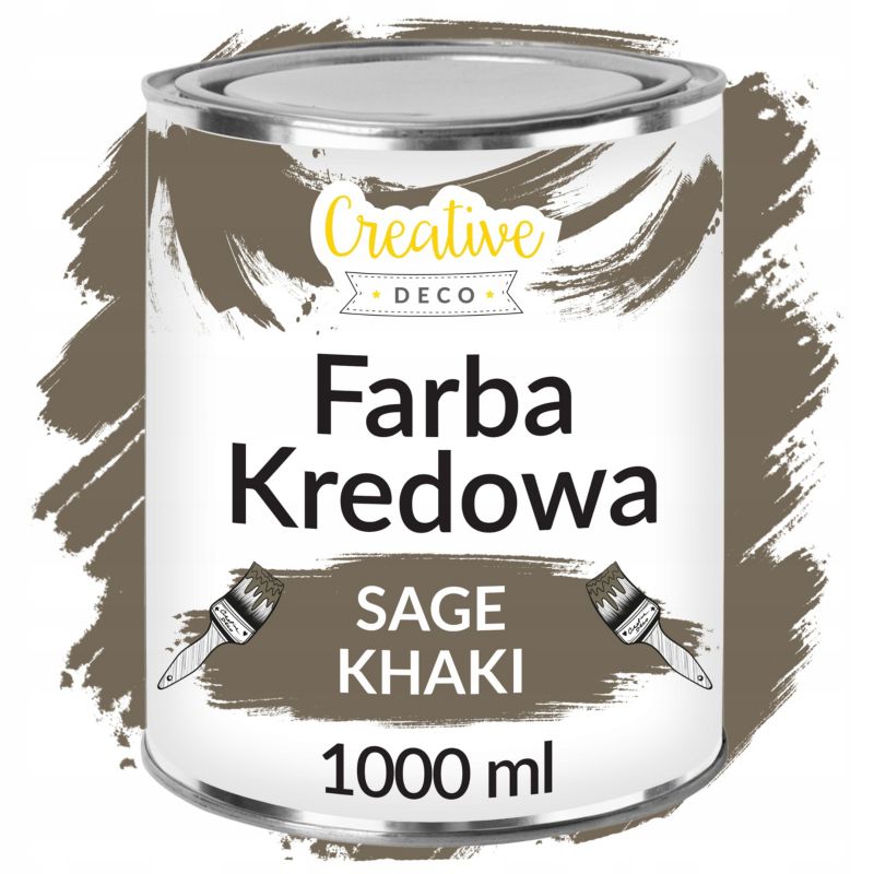 Farba Kredowa Creative Deco Szałwiowy Khaki 1000 ml Matowa i Zmywalna do Renowacji Mebli, Dekoracji i Decoupage, Efekt Wytarcia 1L