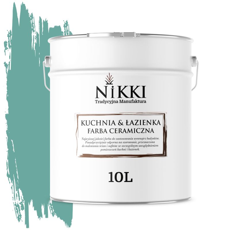Farba Ceramiczna do Kuchni i Łazienki Zmywalna NIKKI Miętowy ciemny H1533 Głęboki Mat 10L