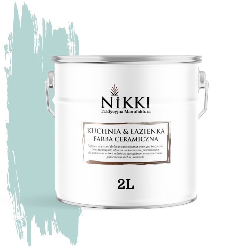 Farba Ceramiczna do Kuchni i Łazienki Zmywalna NIKKI Miętowy jasny H1561 Głęboki Mat 2L